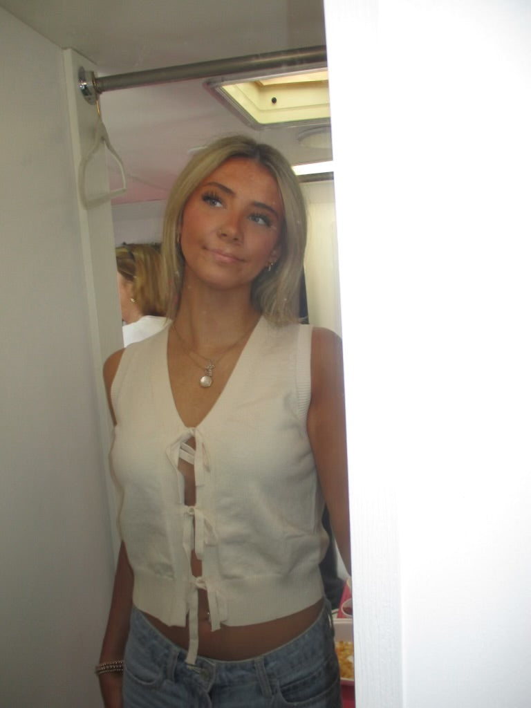 Bella tie front sleeveless sweater vest