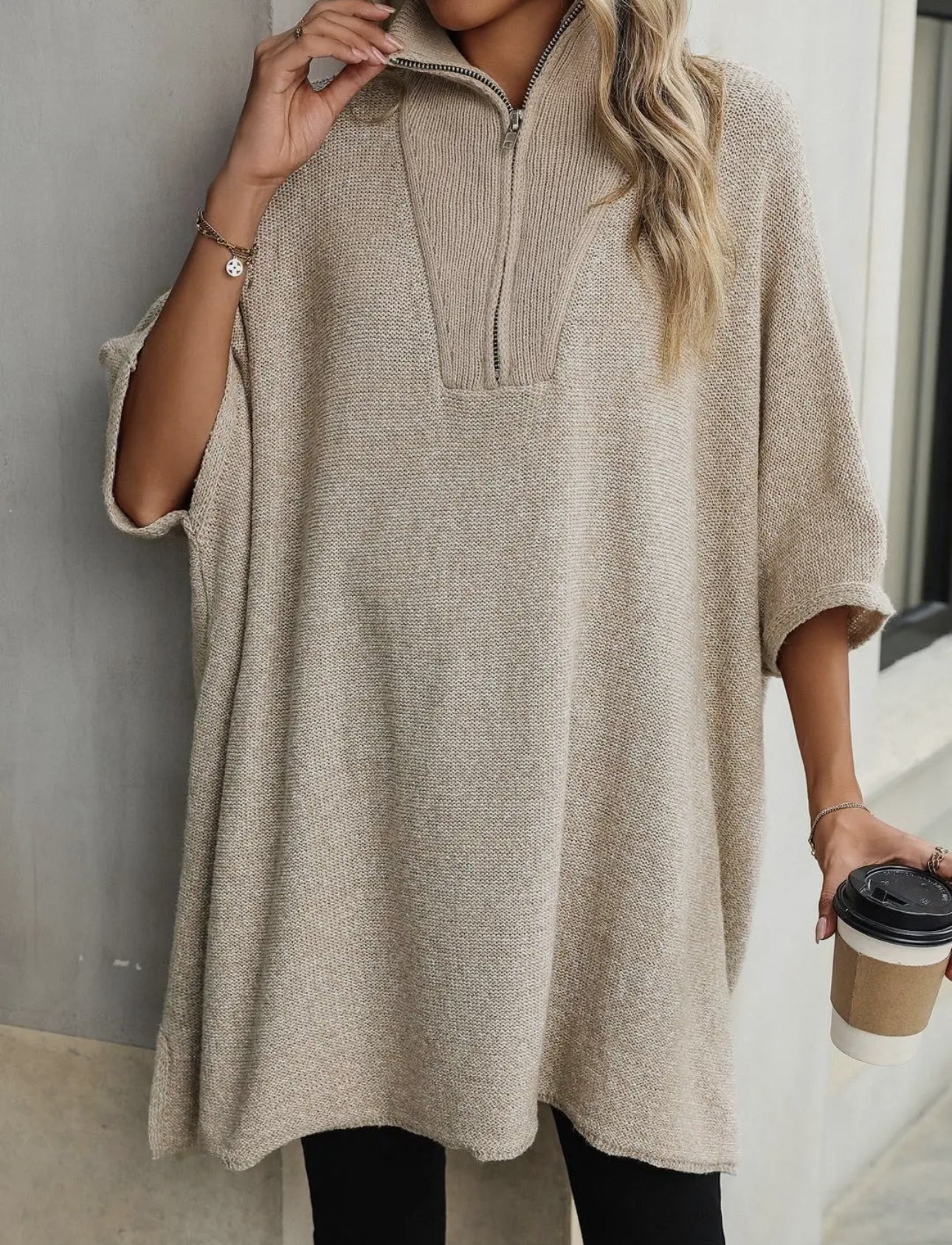 Half Zip Poncho