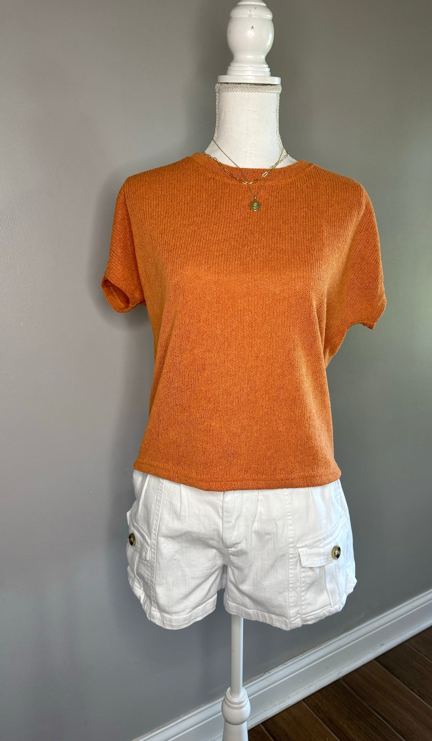 Orange Spice Short Sleeve Sweater