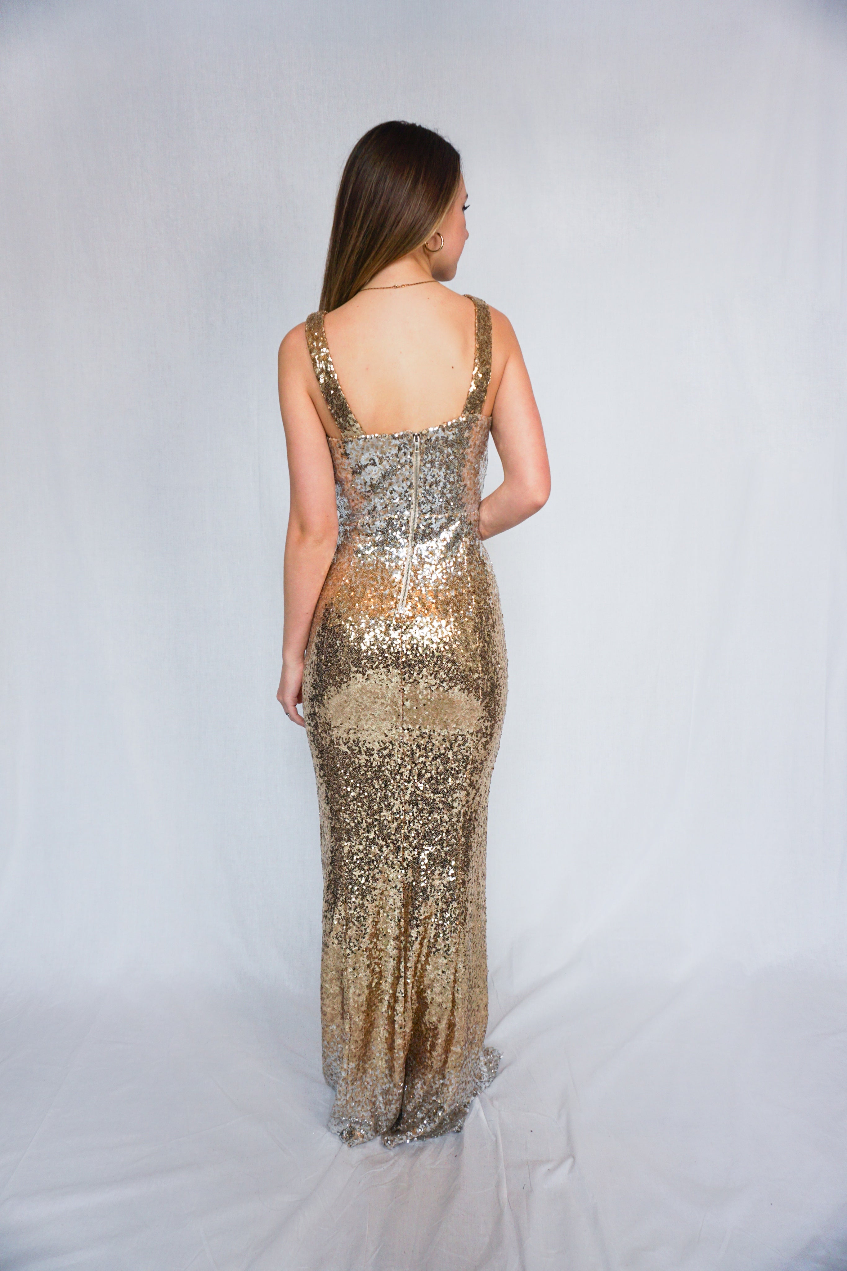 Ombré Gold Sequin Formal Dress