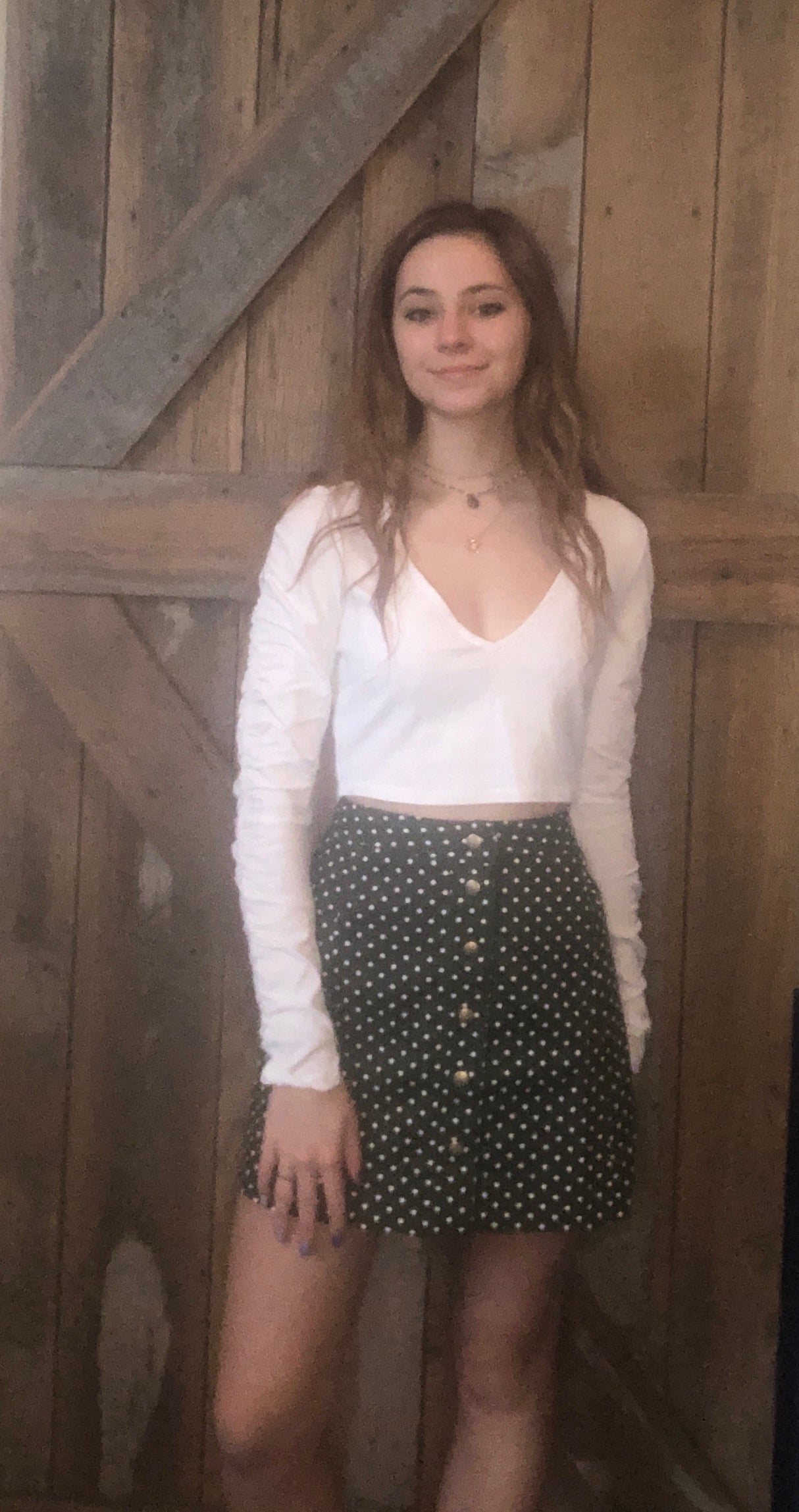 White Shirring Deep V-Neck Crop