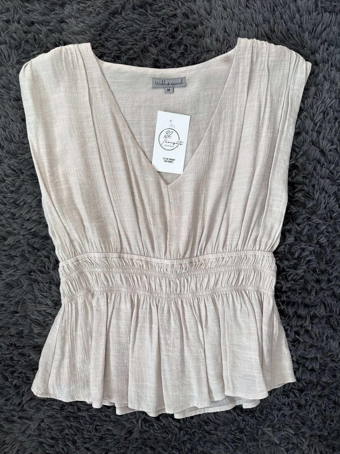 Smocked Waist Lined Peplum Top