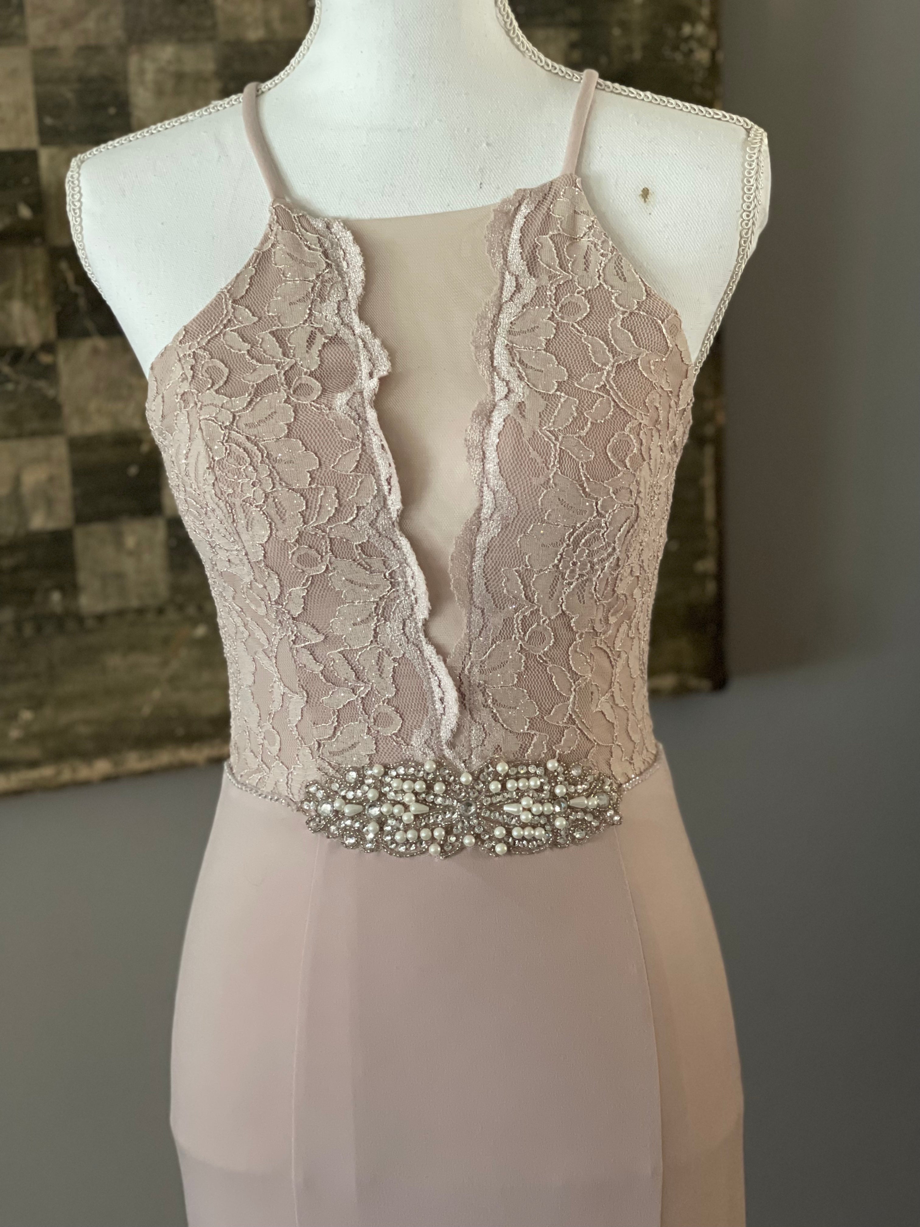 Champagne Pearl and lace dress