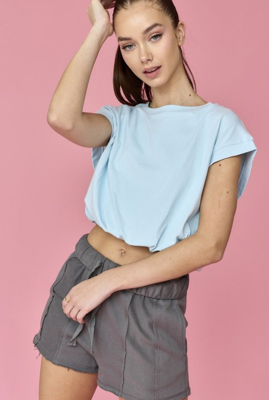 Baby Blue Bubble Crop Top