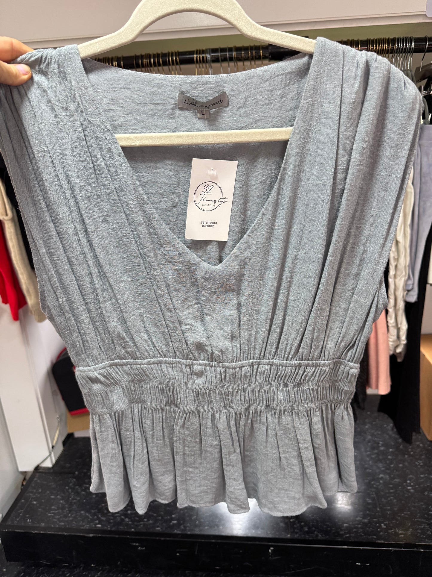 Smocked Waist Lined Peplum Top