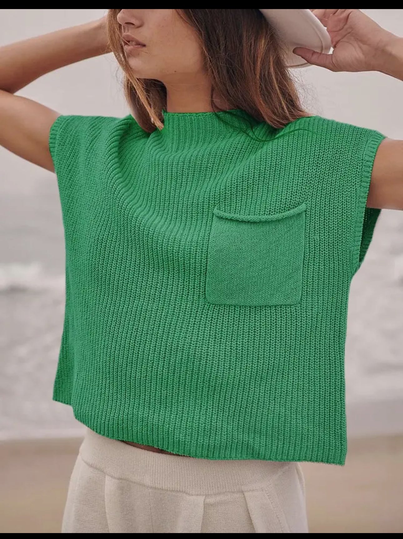 Green short sleeve sweater