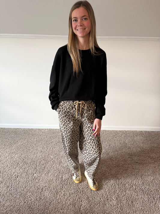 Leopard Print Barrel Pants