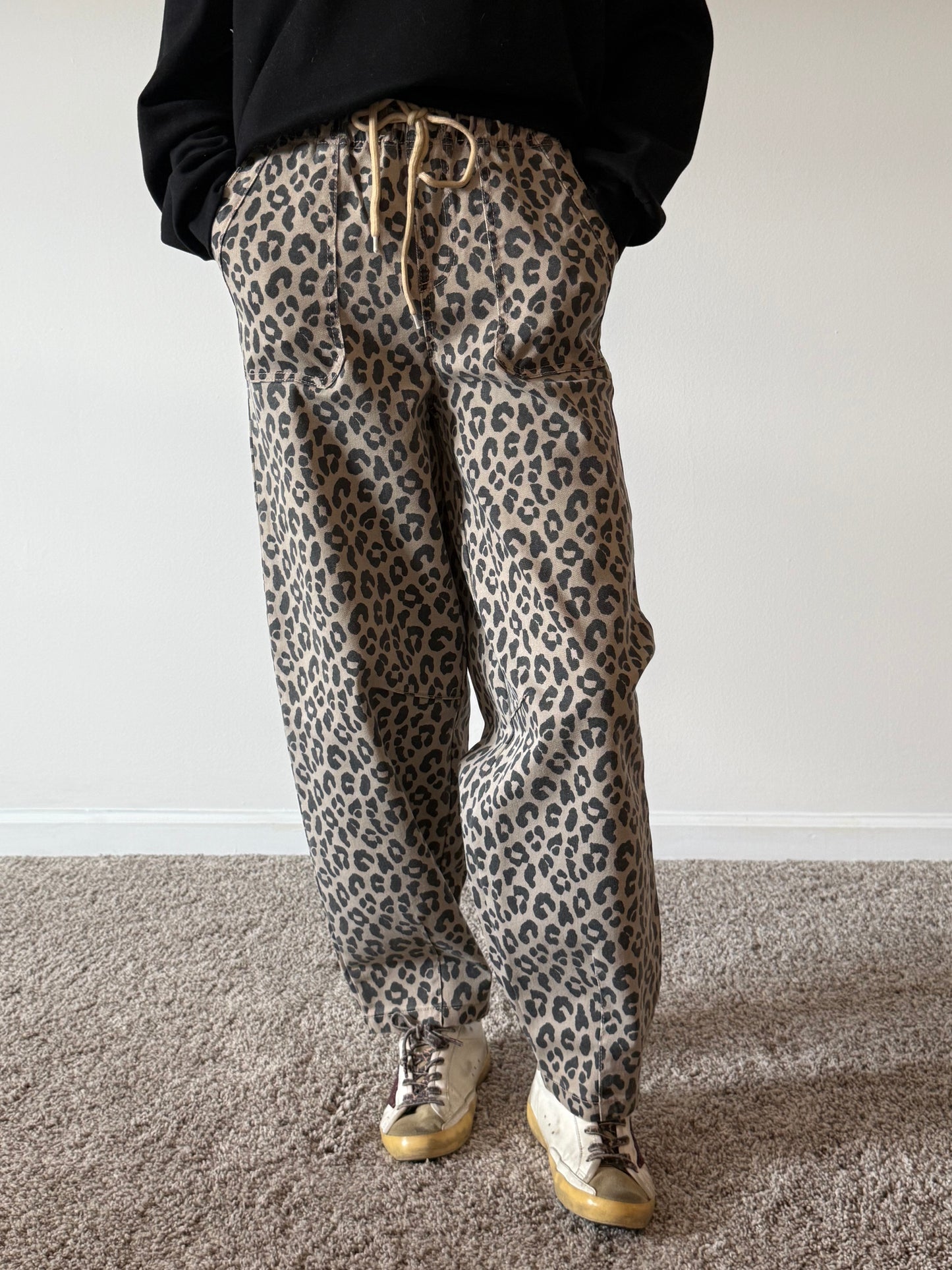 Leopard Print Barrel Pants