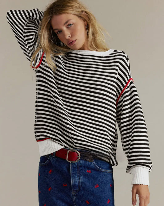 Striped Crewneck Knit Sweater
