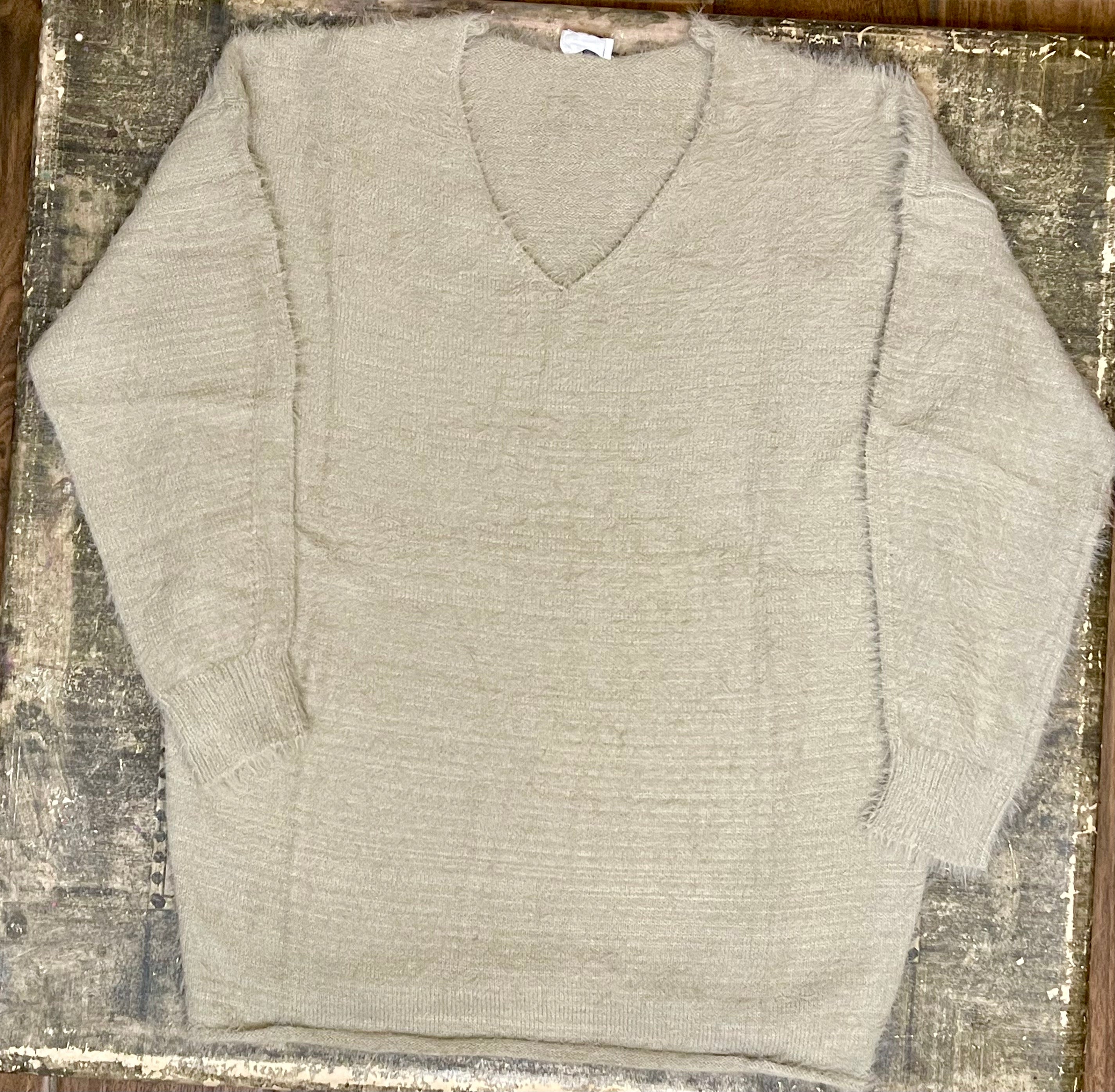 Fuzzy V-Neck Sweater