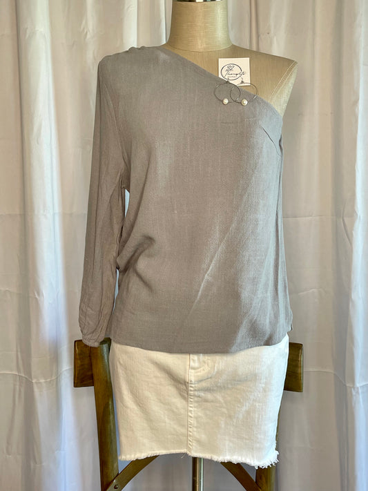 Viscose Linen One-Shoulder Top