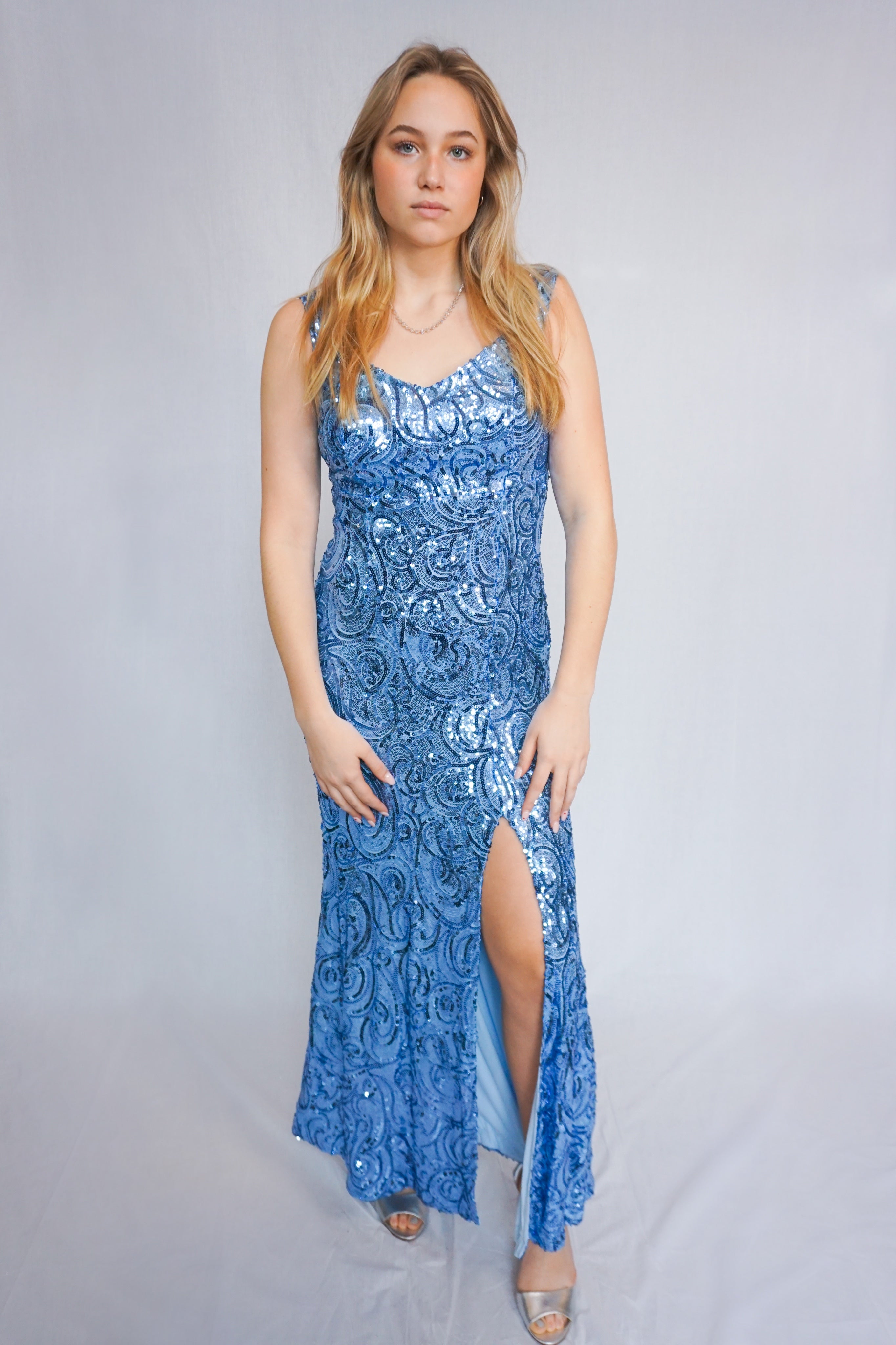 Ice Blue Sequin Formal Dress