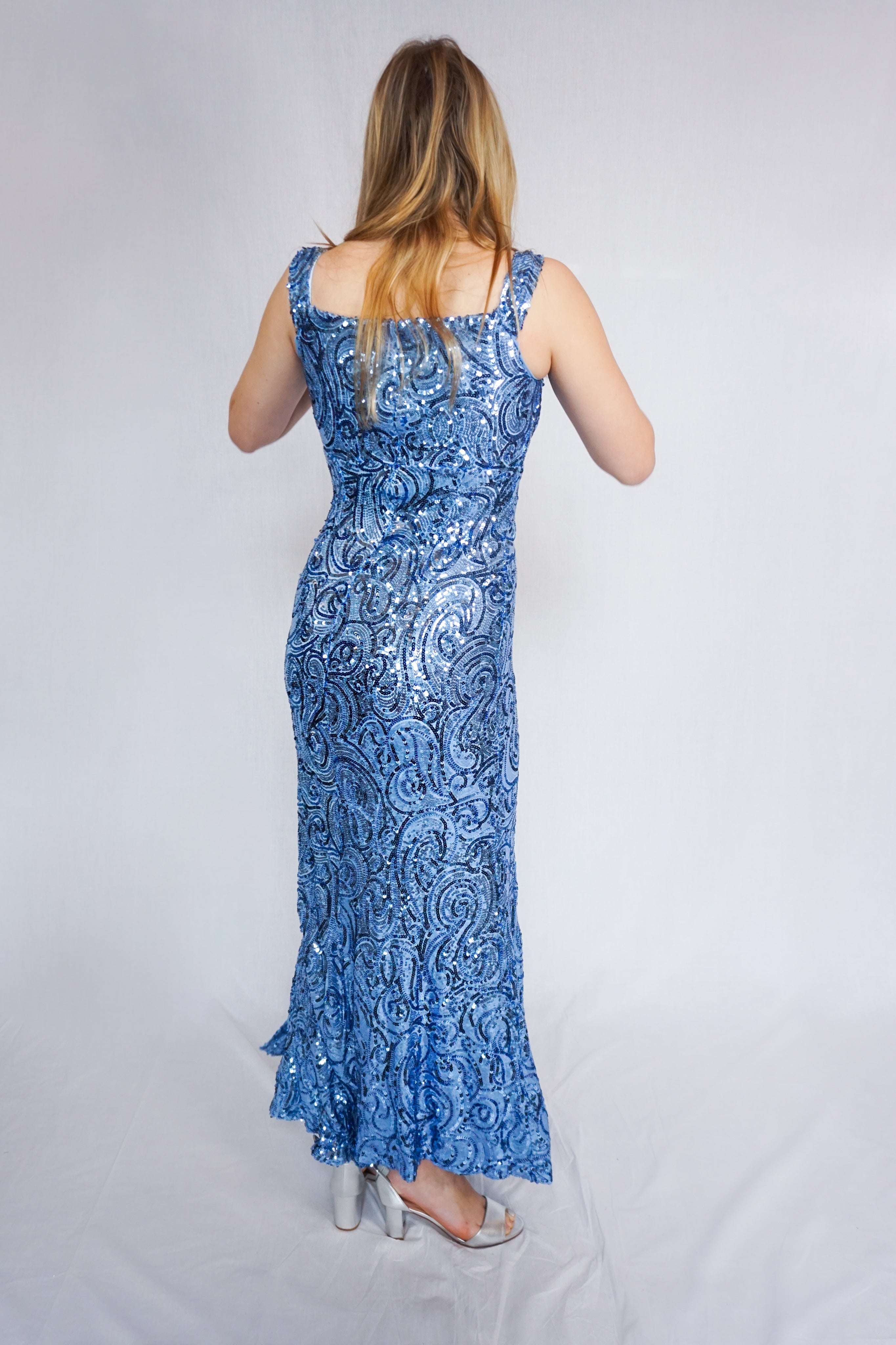 Ice Blue Sequin Formal Dress
