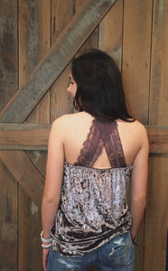 crushed velvet lace cami