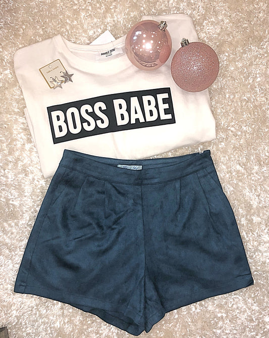 Teal Sueded Shorts