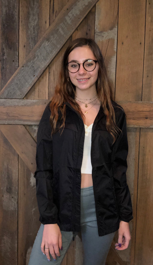 Black windbreaker