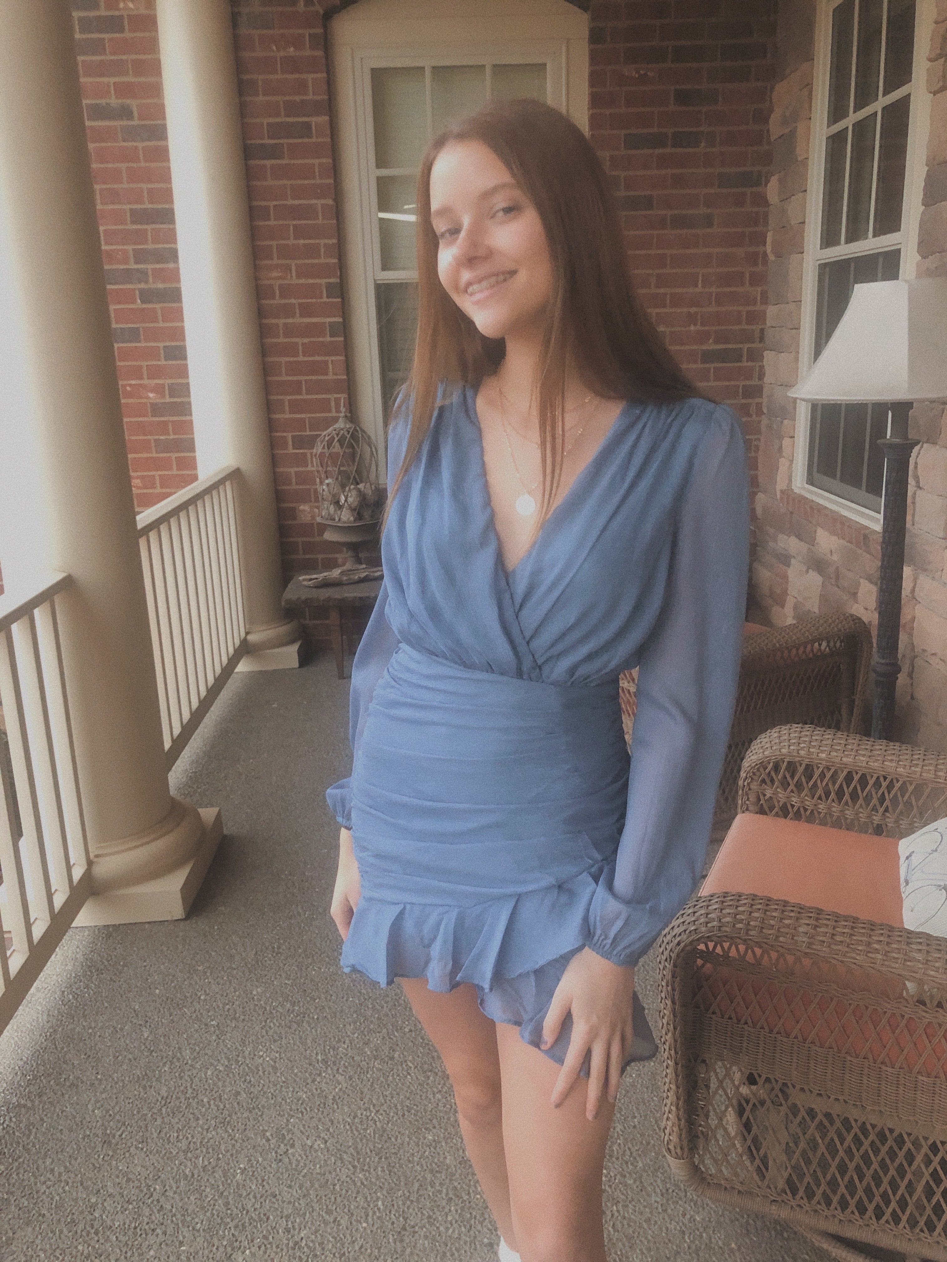 Blue Sparkle Long Sleeve Dress
